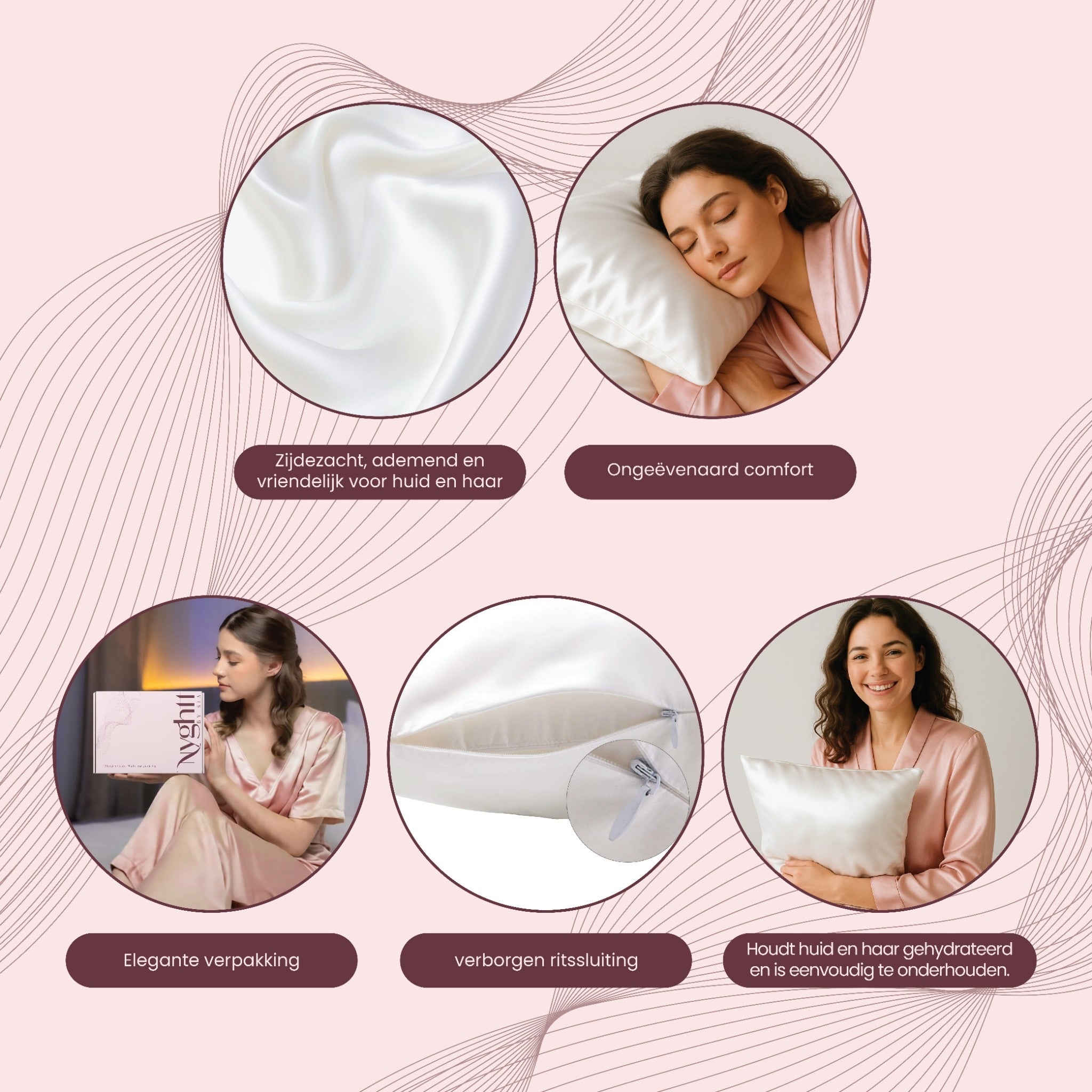 Nyghtt Glow satin white pillowcases