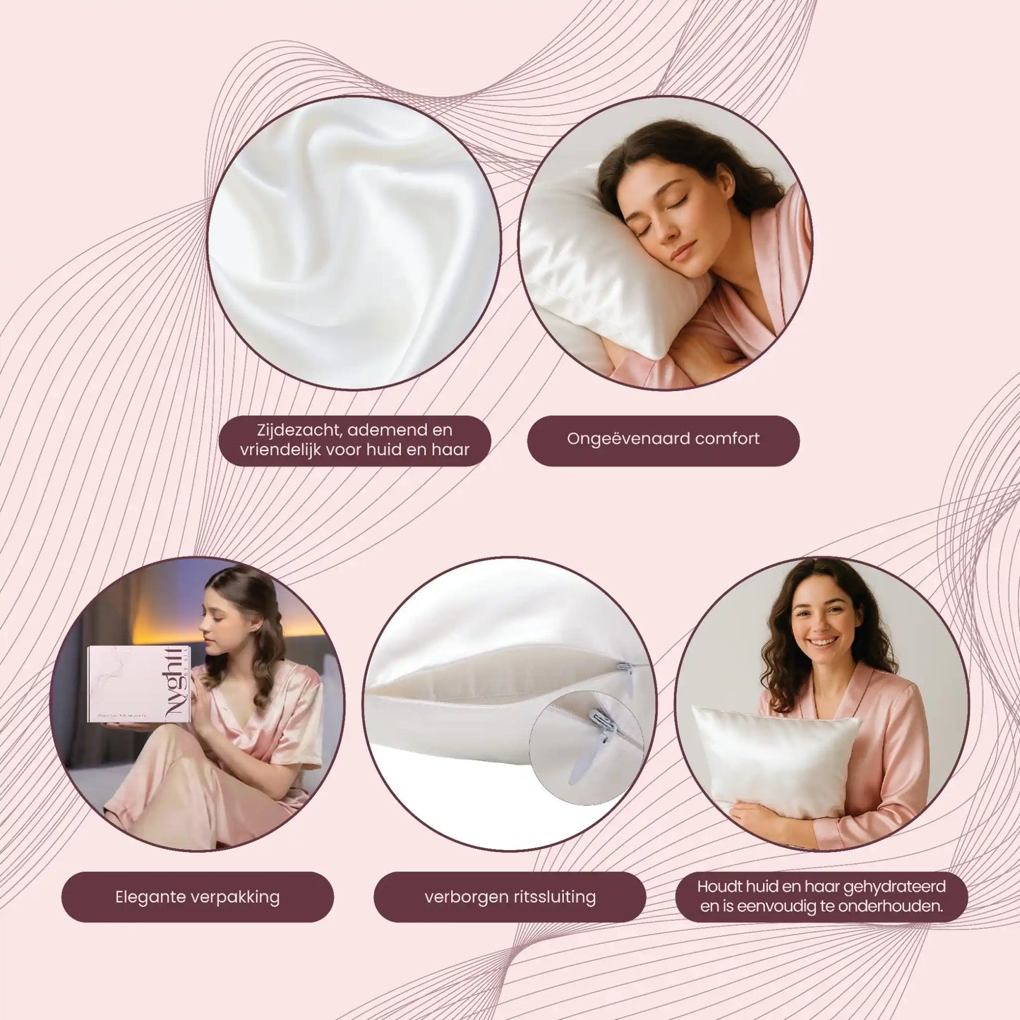 Nyghtt Glow satin white pillowcases