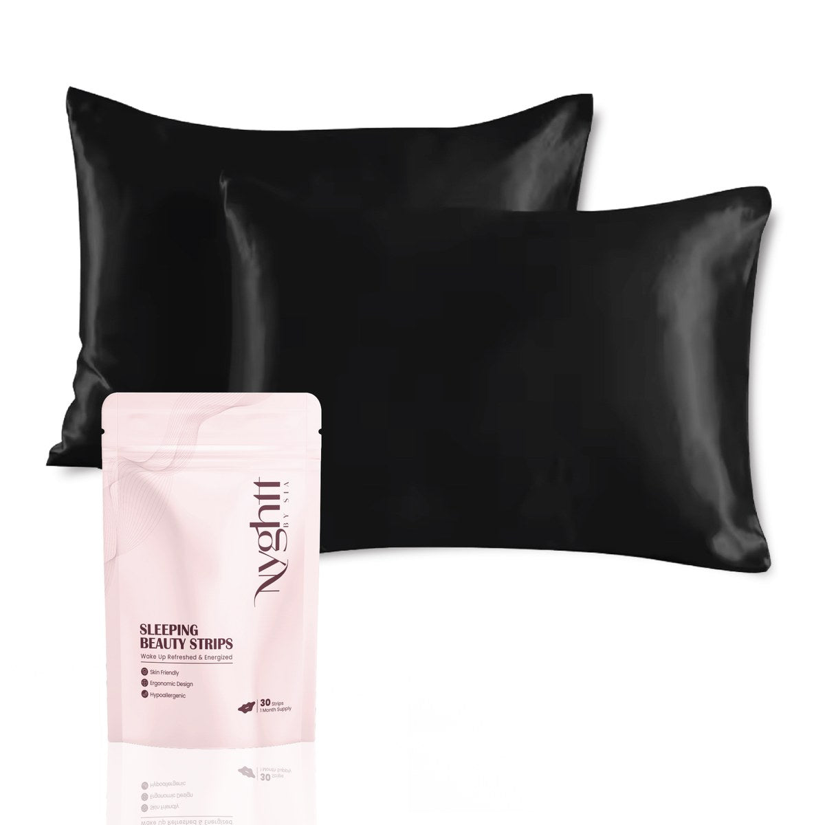 Beauty Sleep Combo: 2 Satijnen Kussenslopen + Beauty Sleeping Strips